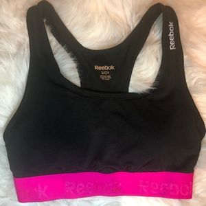NWOT Reebok Black and Pink Racerback Sport Bra S